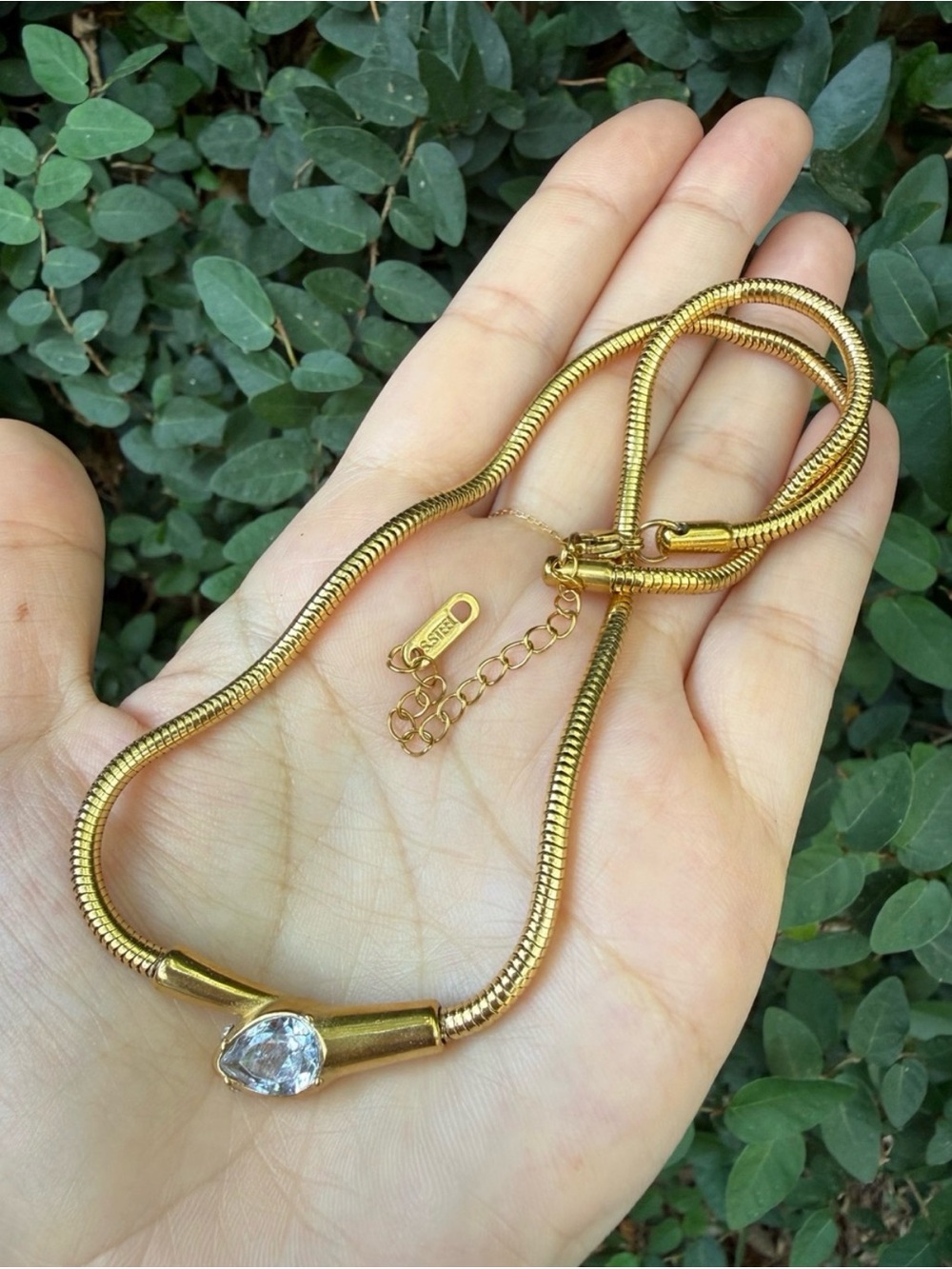 Serpenti Snake Gold Teardrop Pendant Necklace Stainless Steel - Picture 5 of 5